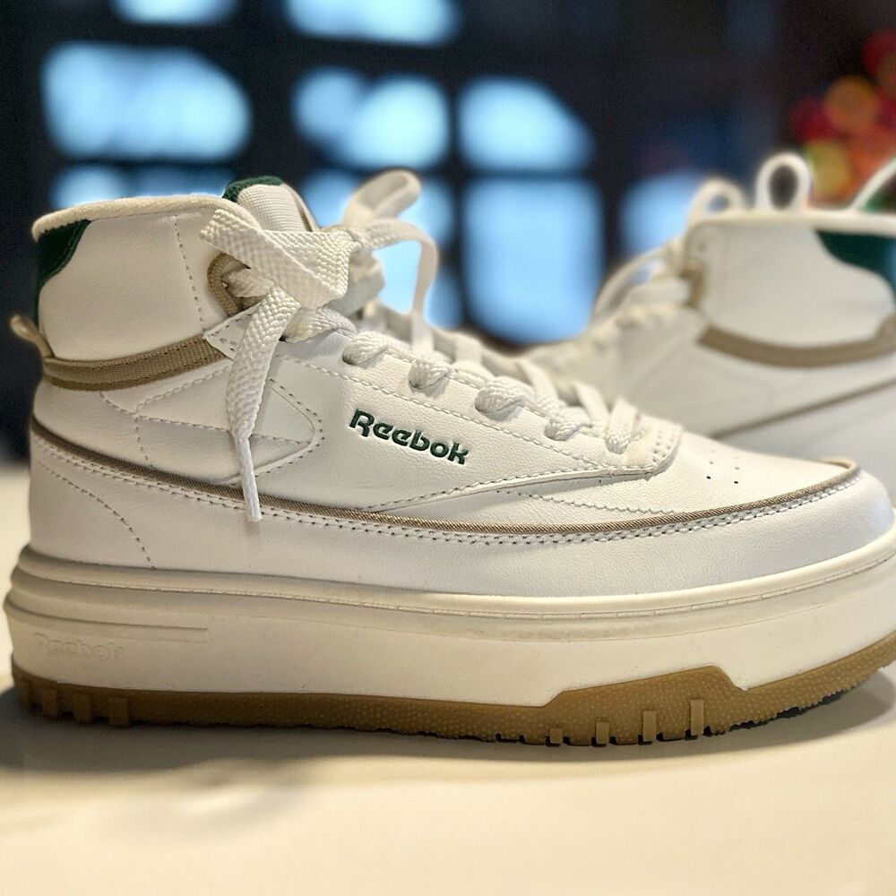 Reebok Club C Geo Mid Sneakers Leather Casual Platform Women  Sz 6.5